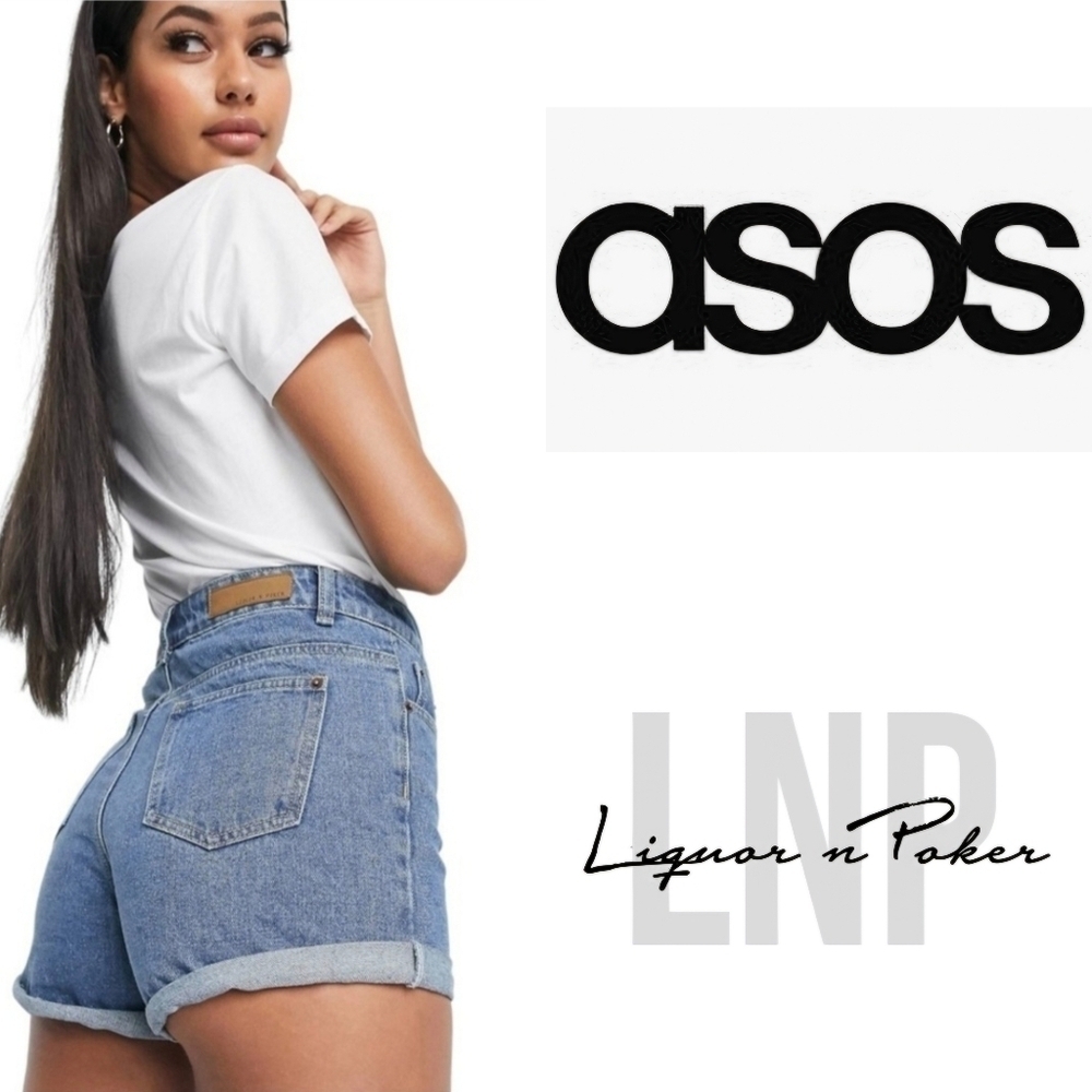 ASOS / Liquor N Poker • Womens Denim Boyfriend Shorts•100% Cotton•UK 10=US 6•NWT